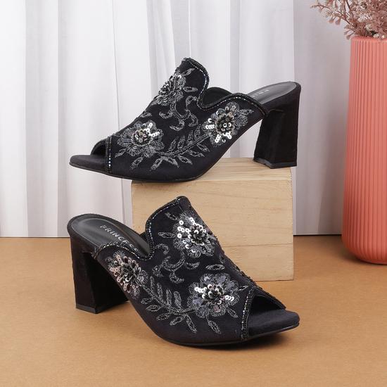 Women Black Wedding Slip Ons