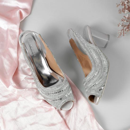 Women Silver Wedding Sandals