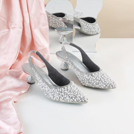 Women Silver Wedding Sandals