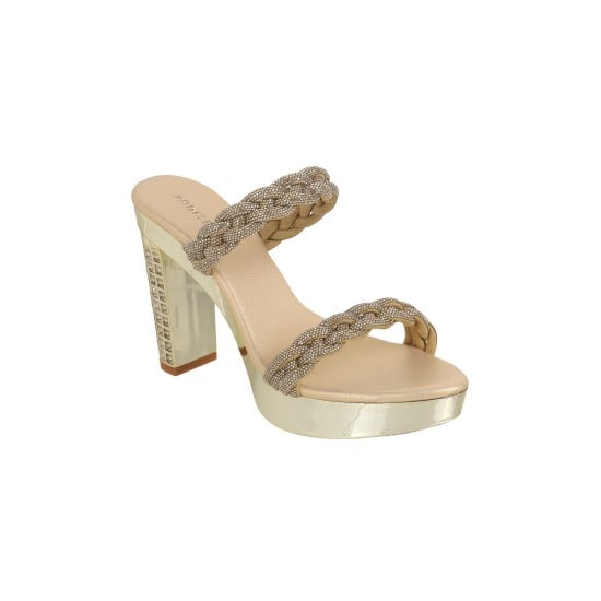 Women Gold Party Slip Ons