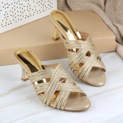 Women Gold Wedding Slip Ons