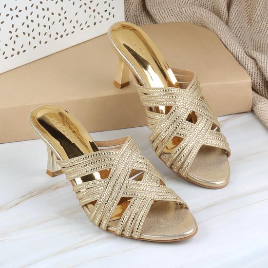 Women Gold Wedding Slip Ons