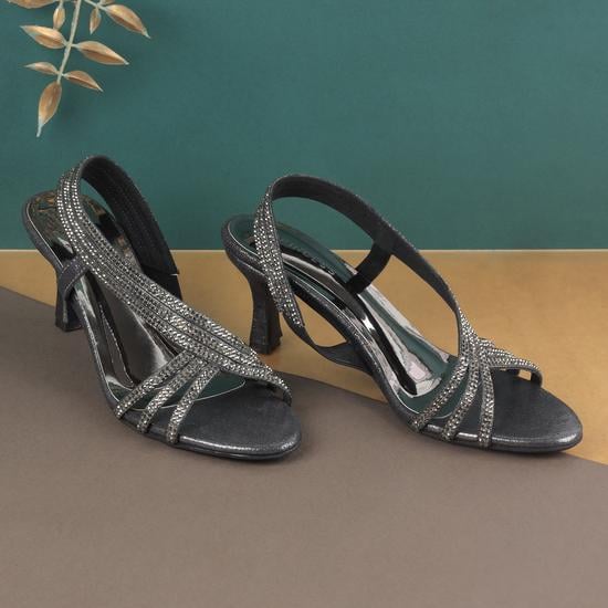 Women Gun-metal Party Sandals