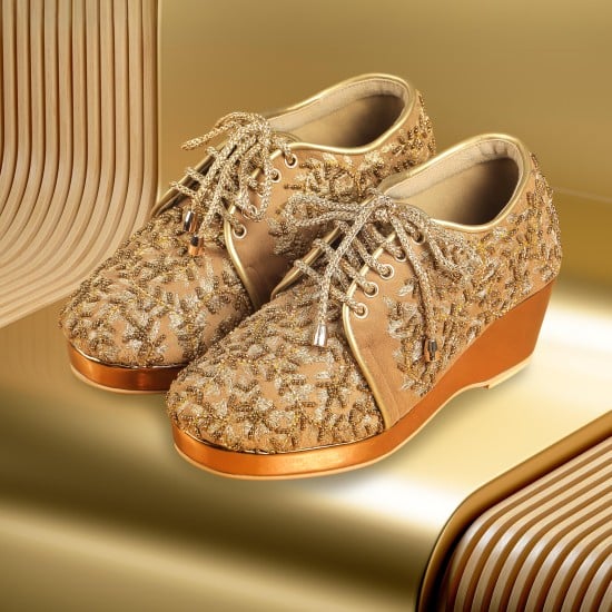 Women Antic-gold Wedding Sneakers