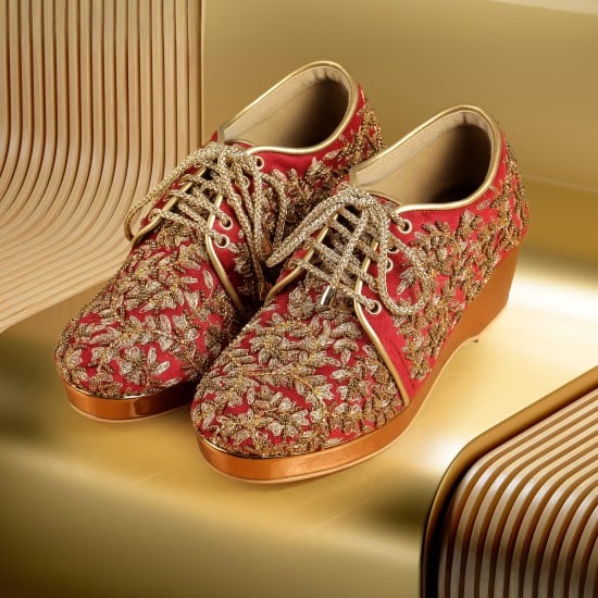 Women Maroon Wedding Sneakers