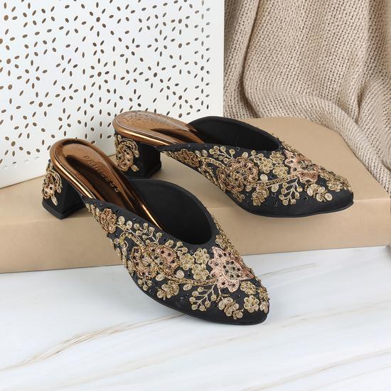 Women Black Wedding Slip Ons