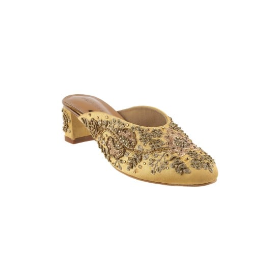 Women Antique-Gold Wedding Slip Ons