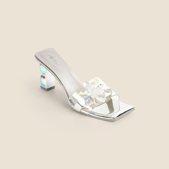 Women Silver Party Slip Ons