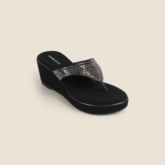 Women Black Casual Slip Ons