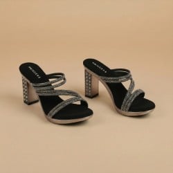 Women Black Party Slip Ons