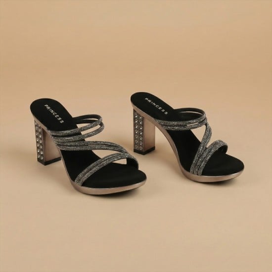 Women Black Party Slip Ons