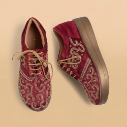 Women Maroon Wedding Sneakers