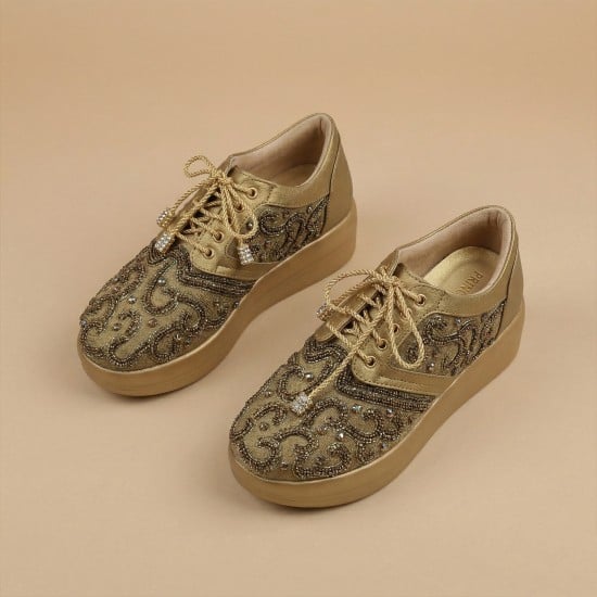Women Antic-gold Wedding Sneakers