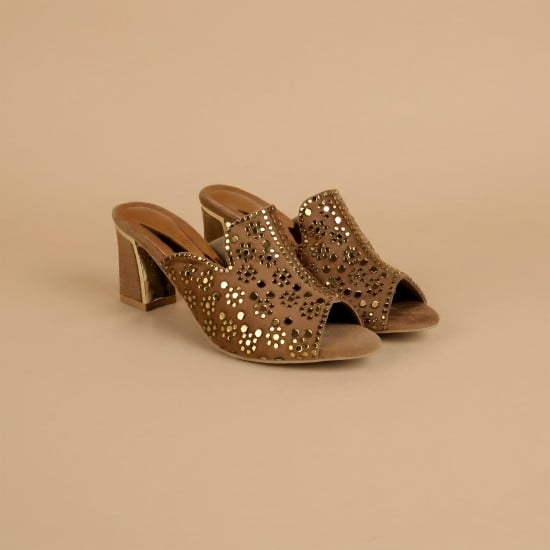 Women Gold Wedding Slip Ons