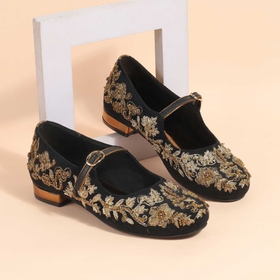 Women Black Wedding Ballerinas