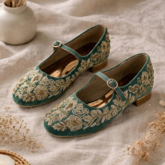 Women Green Wedding Ballerinas