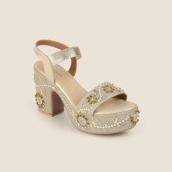 Women Gold Ethnic Sandals