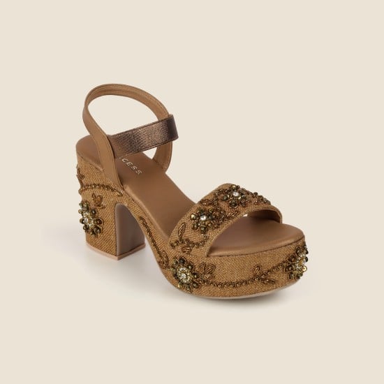 Women Antic-gold Ethnic Sandals