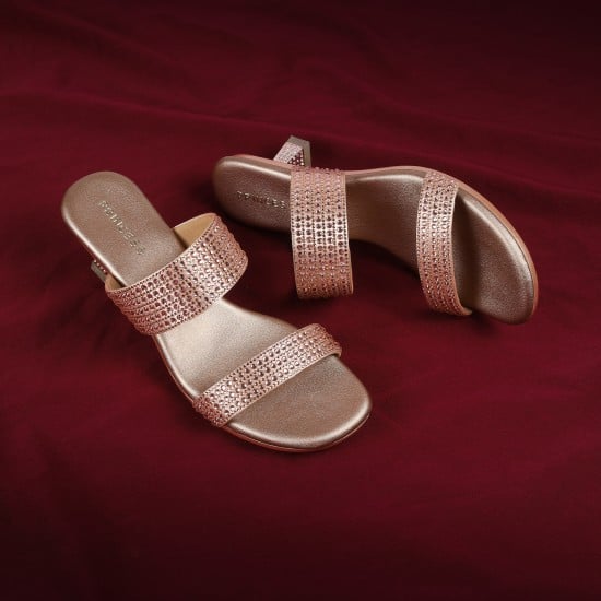 Women Rose-gold Party Slip Ons