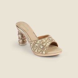 Women Gold Party Slip Ons