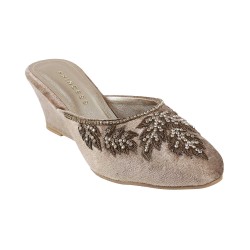 Women Gold Wedding Slip Ons