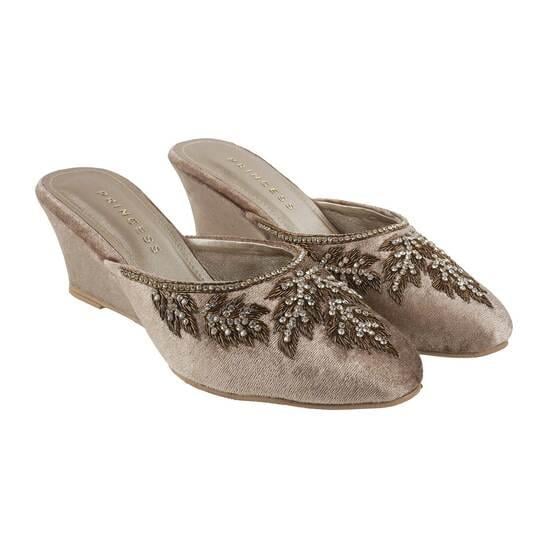 Women Gold Wedding Slip Ons