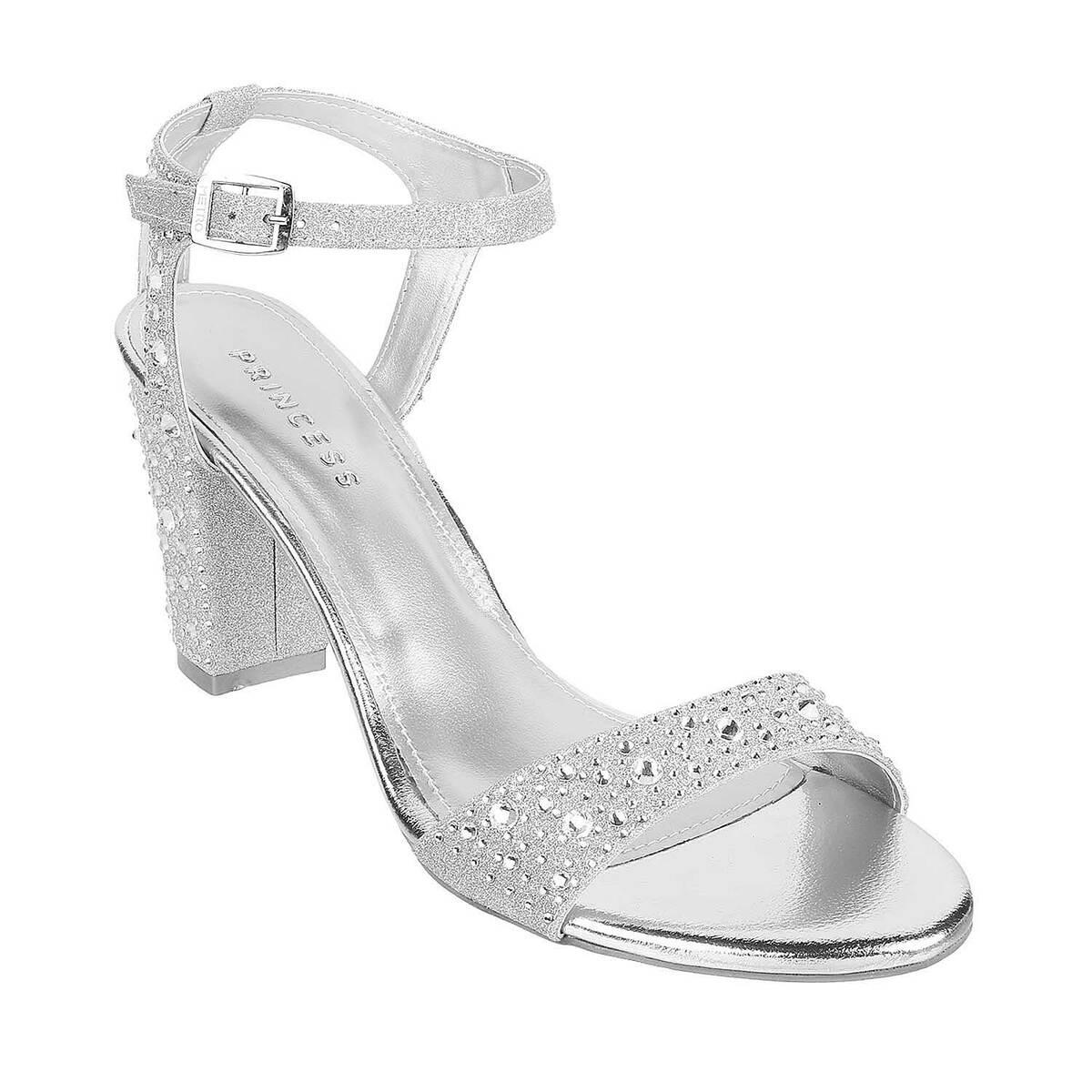 VKEKIEO Peep Toe High Heels For Women High Heel Thick Silver - Walmart.com