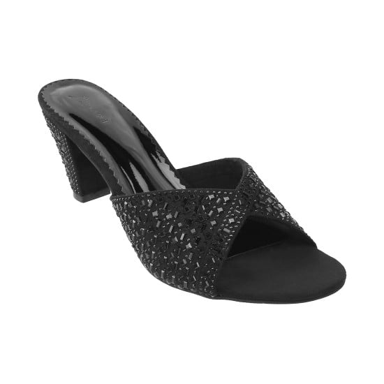 Women Black Party Slip Ons