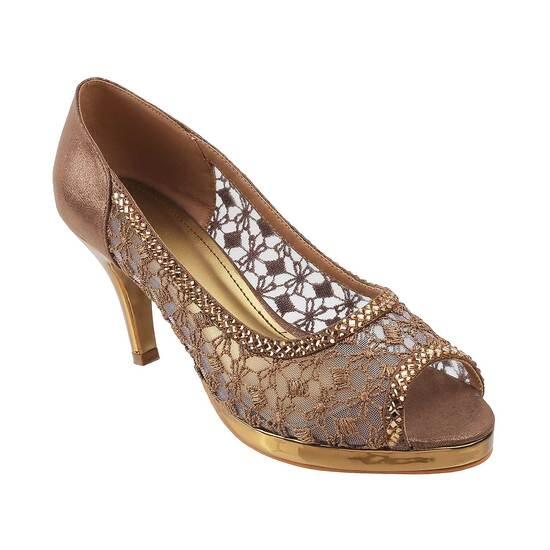 Princess Antique-Gold Party Peep Toes