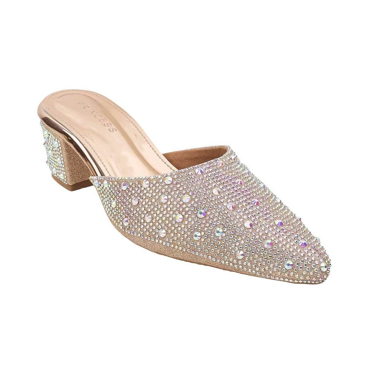 Womens Glitter Flat Loafers Shoes Comfortable Slide Ons Rose Gold / 5
