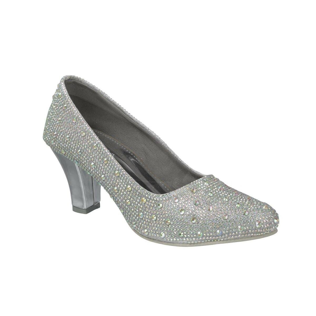 Silver Stilettos, Glitter High Heels, Size 8.5