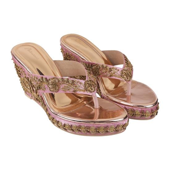 Women Rose-Gold Ethnic Slip Ons