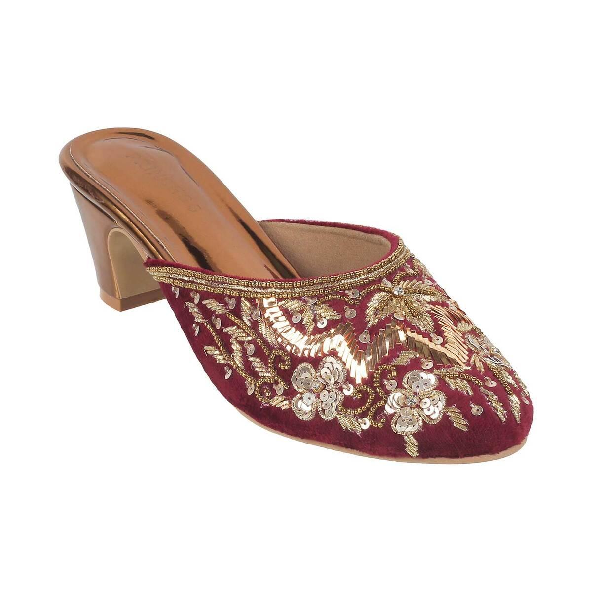 Buy Women Maroon Wedding Pumps Online | SKU: 54-63-44-38-Metro Shoes