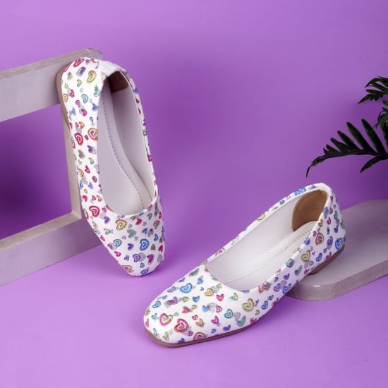 Girls White Casual Ballerinas