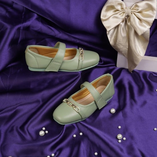 Girls Green Casual Ballerinas