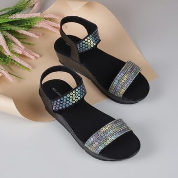 Walkway Girls Black Casual Sandals(SKU: 57-132-11-32)
