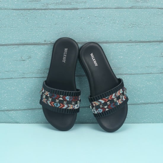 Girls Black Casual Slippers