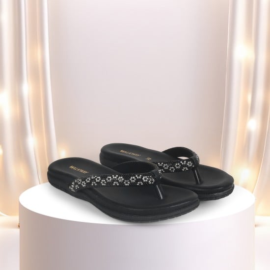 Girls Black Casual Slippers