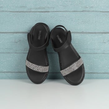 Walkway Girls Black Casual Sandals(SKU: 57-143-11-31)