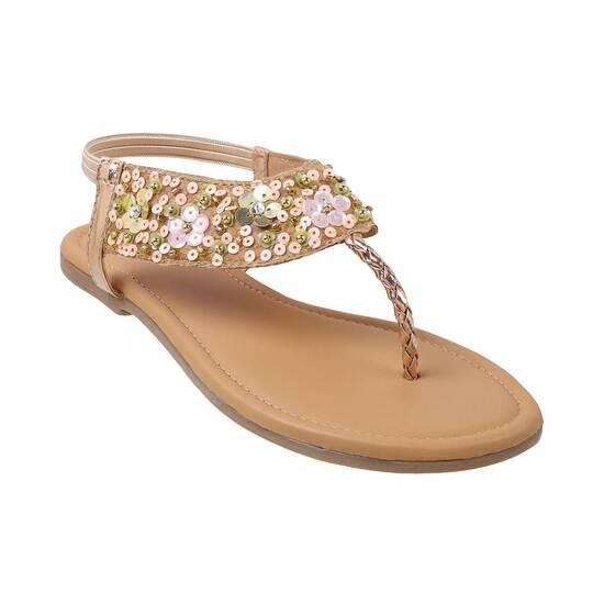 Girls Rose-Gold Casual Sandals