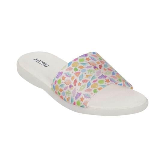 Girls White Casual Slippers