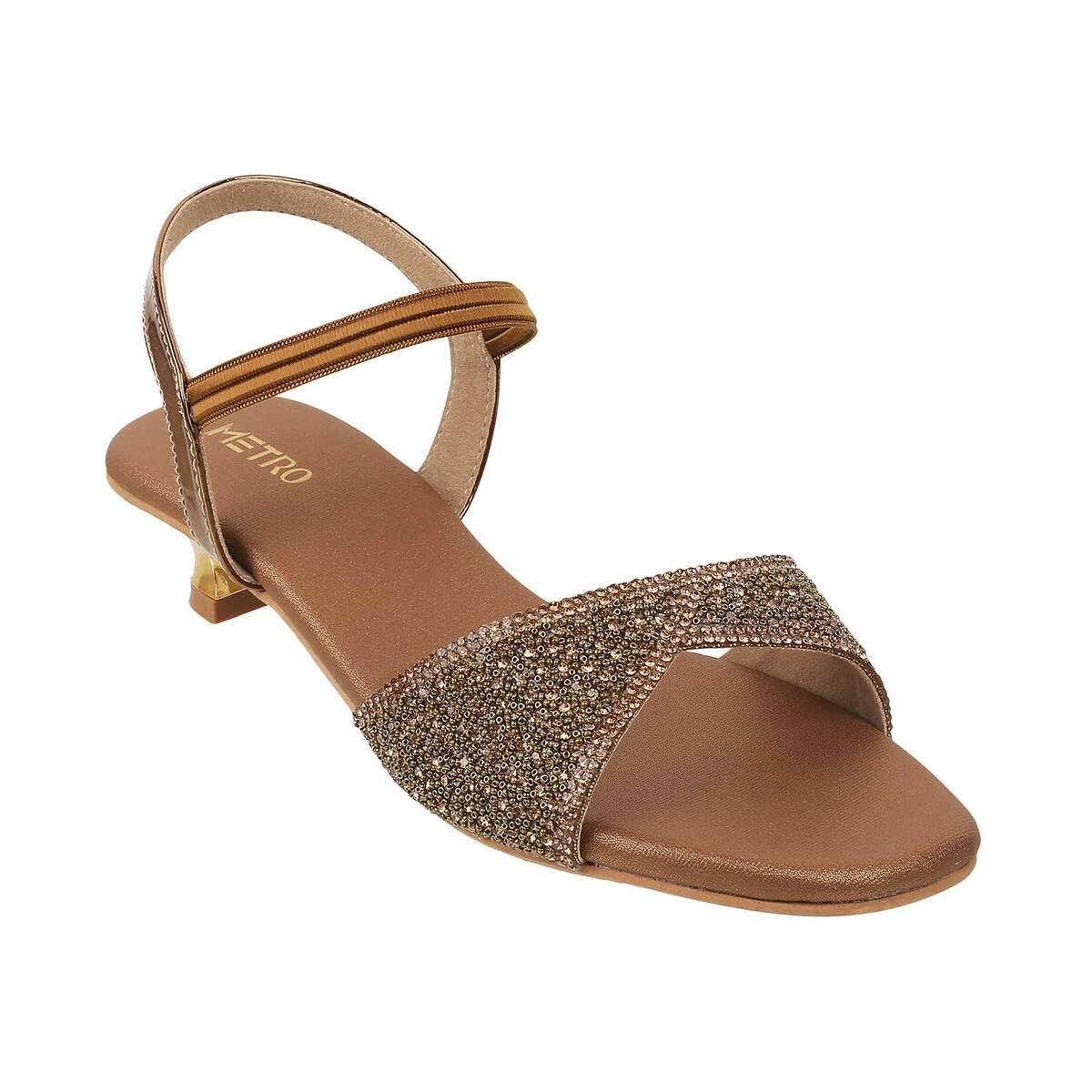 Buy online Girls Gold Leather Sandal from sandals & floaters for