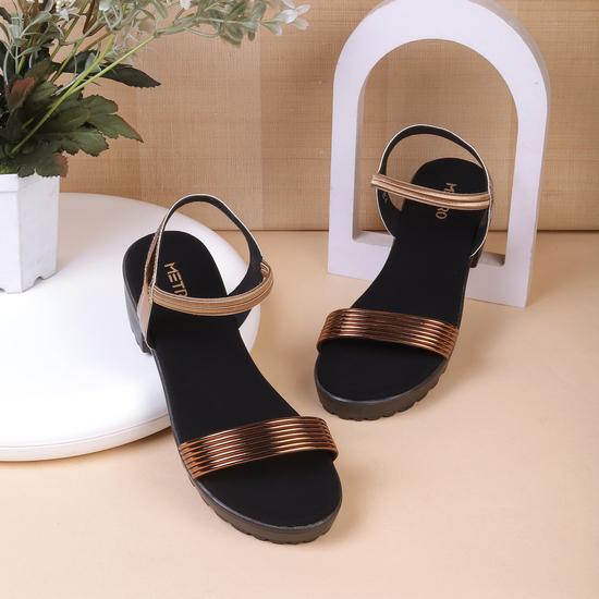 Girls Antique-Gold Casual Sandals