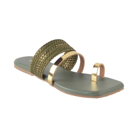 Girls Green Wedding Slippers