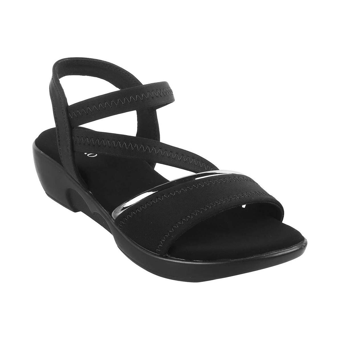 Sandals with wedge heels and buckles black ladies' | Morgan