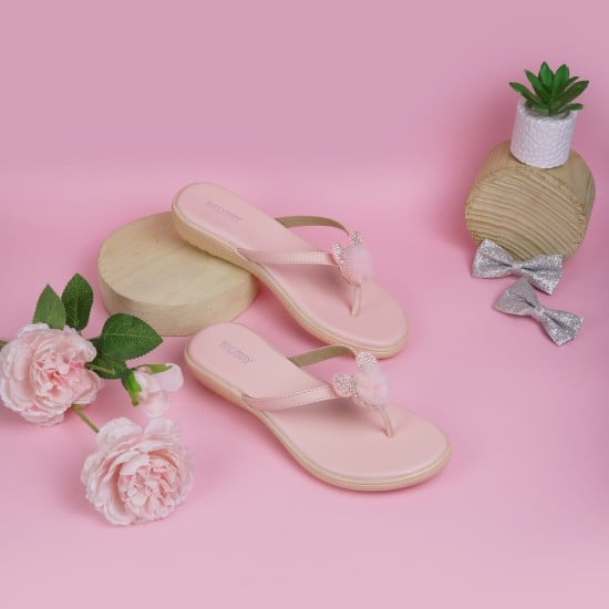 Girls Pink Casual Slippers