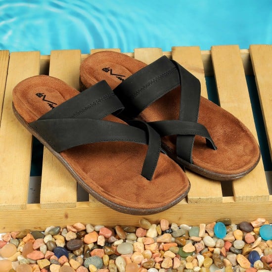 Men Black Casual Slippers