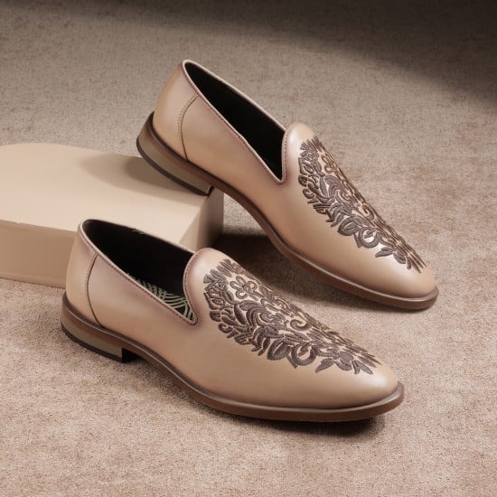 Men Beige Ethnic Moccasin