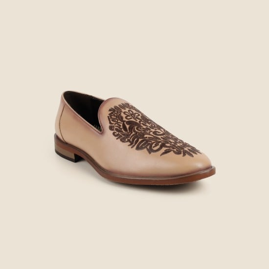 Men Beige Ethnic Moccasin