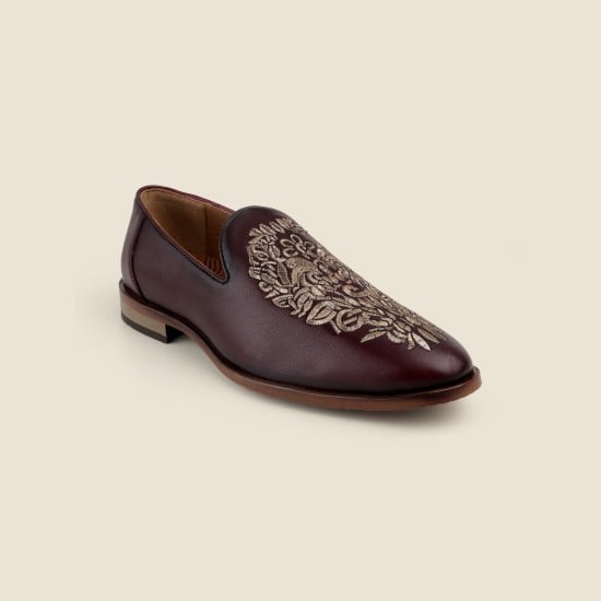 Men Wine Ethnic Moccasin